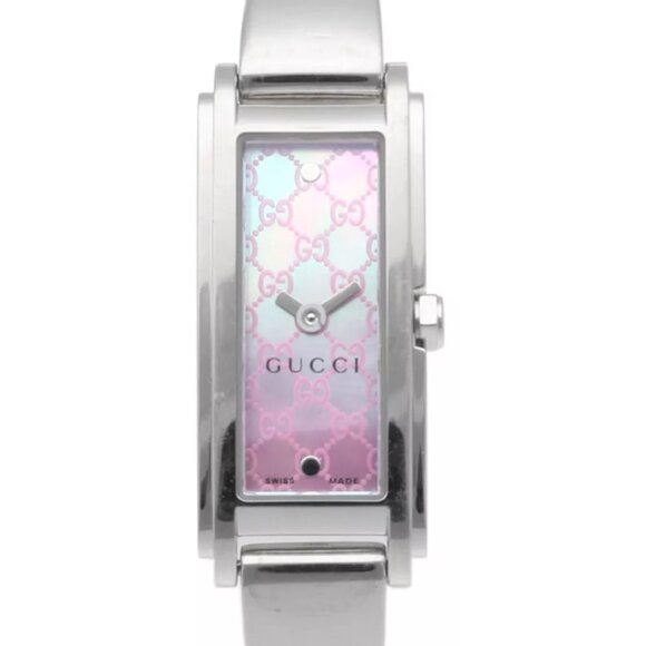 GUCCI Watches 109 Stainless Steel Bangle with pink shell dial used - Picture 1 of 5